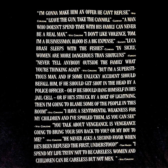 Lucky Brand Tee NWT “The Godfather” Movie Tee Graphic Print Front/Back Size S - Picture 2 of 12